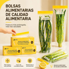 🎁 Compra 1 y llévate 1 (30 unidades en total) 🥦🥩 | Bolsas de Conservación con Doble Sellado Hermético, Extra Gruesas y Resistentes, Antifugas – Aptas para Congelador y Microondas