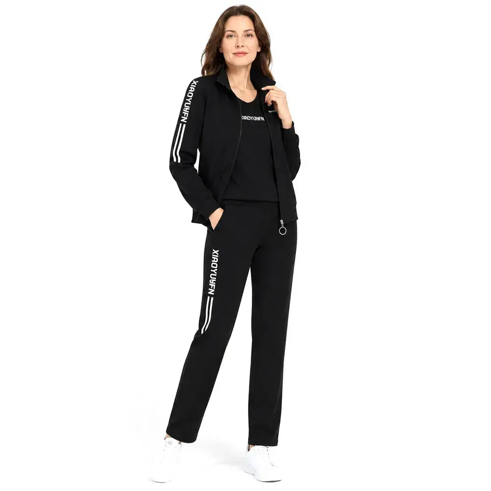 🌸 Elegancija i apsolutna udobnost! Elegantna trenirka od 3 dijela za žene (jakna s patentnim zatvaračem + majica + hlače / Veličine: M-6XL)! ✨