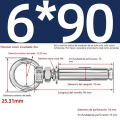 【Compra 2 y llévate 2 gratis】🔥🔩Tornillo de expansión con anilla de elevación de acero inoxidable 304