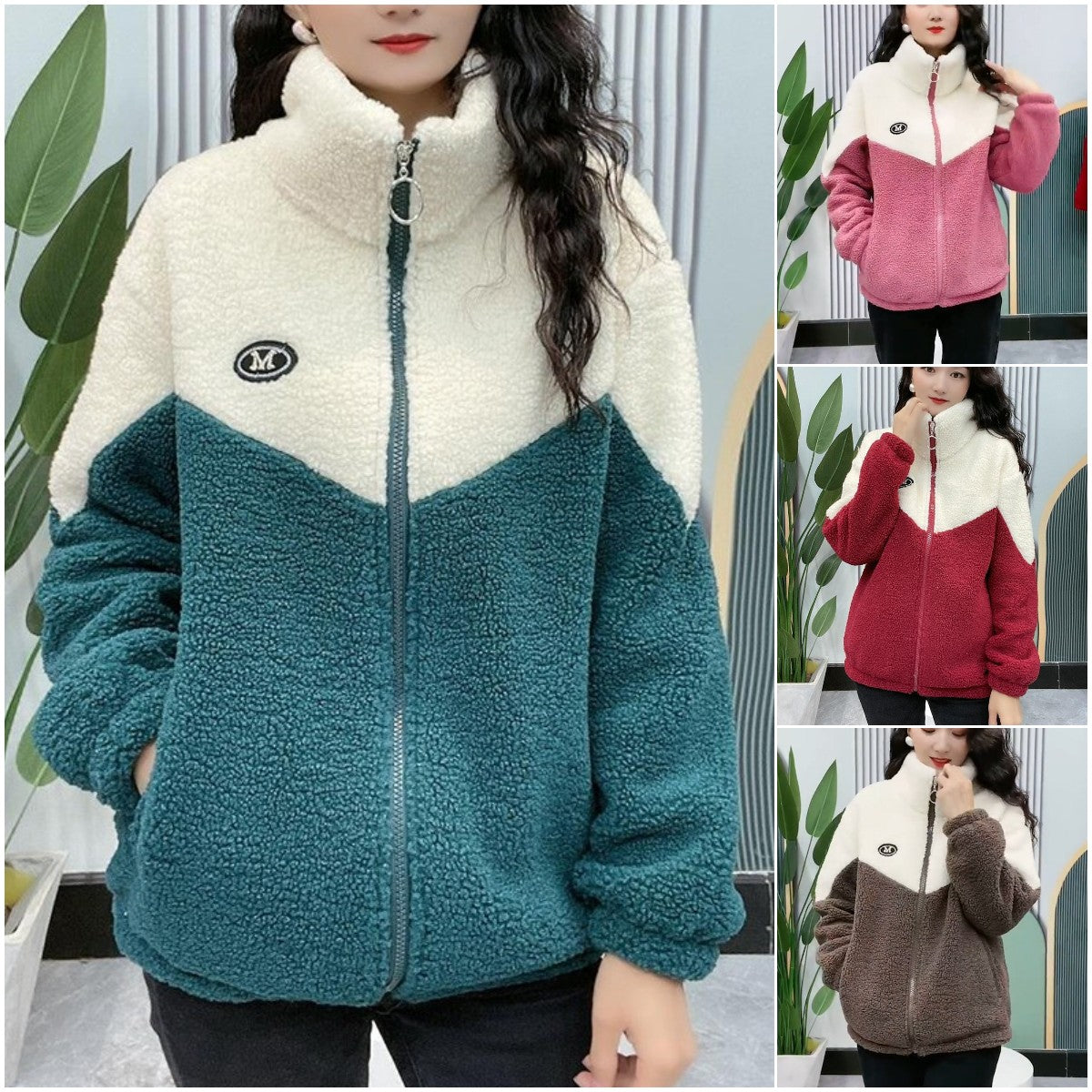 🔥【Compra uno y llévate otro gratis】🐏【M-4XL】Chaqueta de lana de invierno, chaqueta de algodón, chaqueta de algodón de lana de cordero gruesa, chaqueta cálida