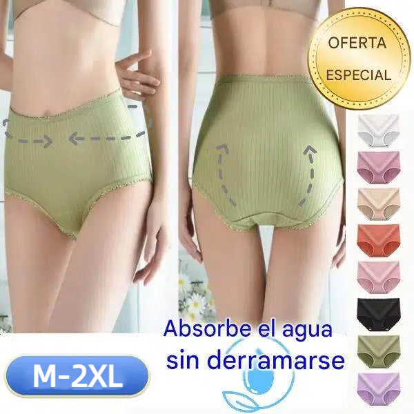 🔥Compra 4 y llévate 4 gratis (8 artículos) 【M-2XL】Bragas impermeables antibacterianas de cintura alta para mujer de talla grande
