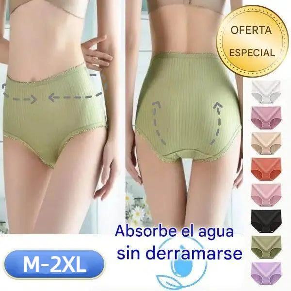 🔥Compra 4 y llévate 4 gratis (8 artículos) 【M-2XL】Bragas impermeables antibacterianas de cintura alta para mujer de talla grande