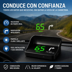 【Navegación GPS Swiss Military con alerta para evitar multas】Nuevo velocímetro y tacómetro GPS con pantalla HUD