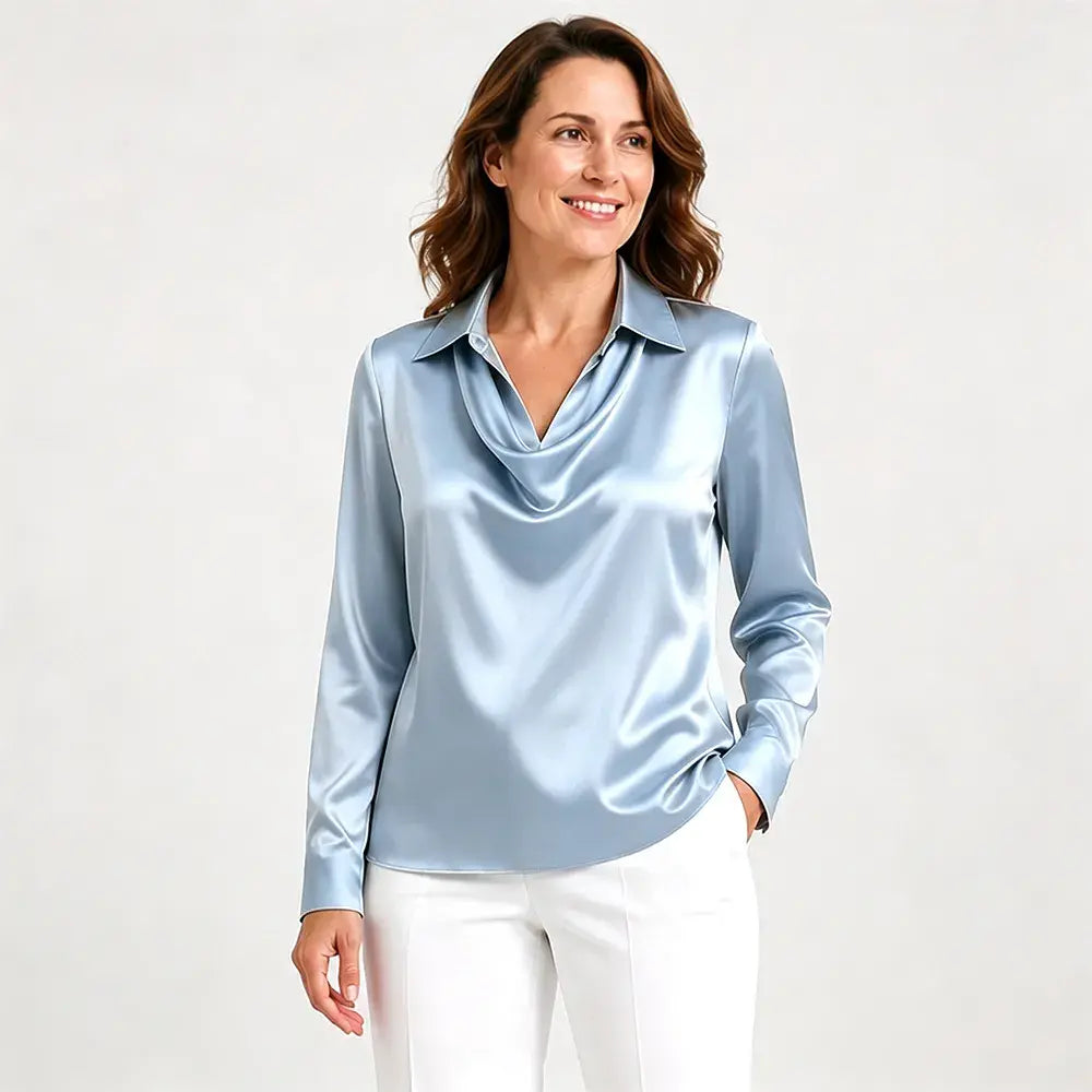 🔥【S-3XL】【40-100 kg】✨Camisa de solapa estampada de color sólido para mujer