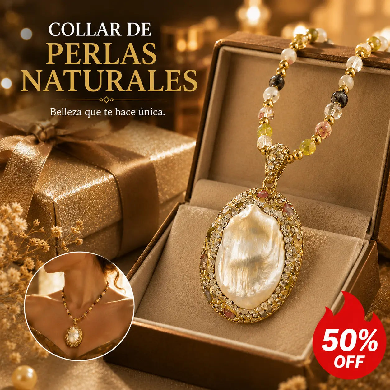 ✨Collar barroco natural de perlas y turmalina