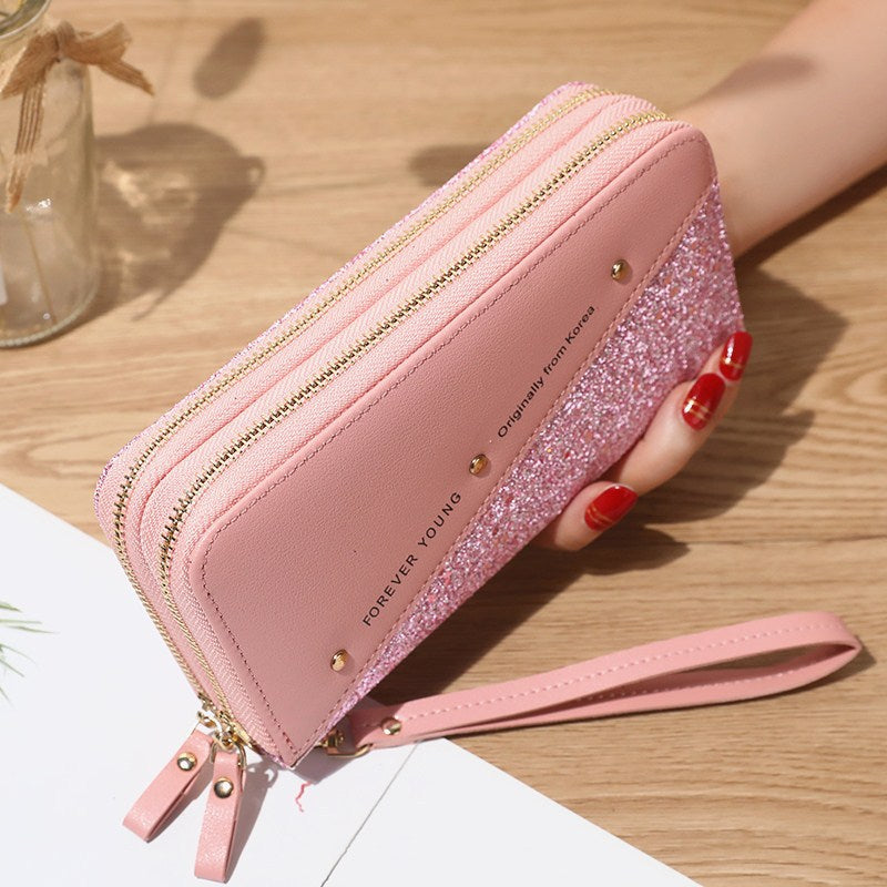 🔥Último día⏰50% de descuento👛 Billetera para mujer de gran capacidad con doble cremallera y diseño moderno en contraste