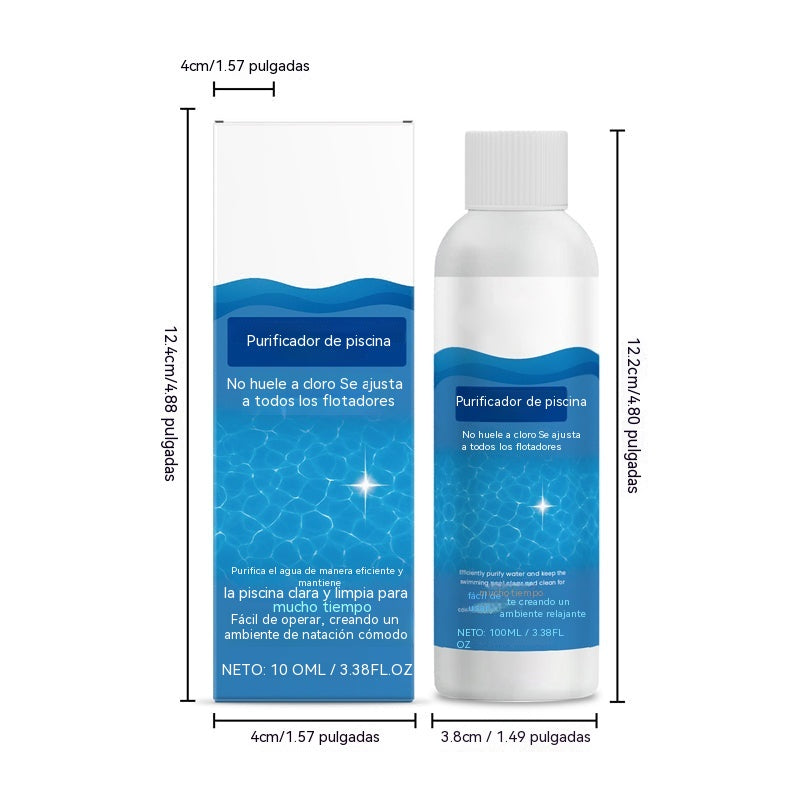 💧Líquido purificador para piscinas: ¡Agua cristalina, sin complicaciones! ✨ Dile adiós al agua verde y a los químicos agresivos: solo agua pura y fresca en cada baño. 🏊‍♂️💙