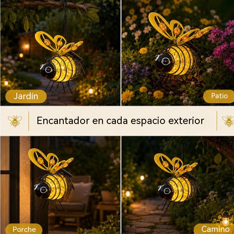 🌙🍃Lámpara solar colgante con forma de abeja: luz ámbar cálida, sin parpadeos, ideal para fiestas en el jardín, acampadas o habitaciones infantiles 🌞🌜