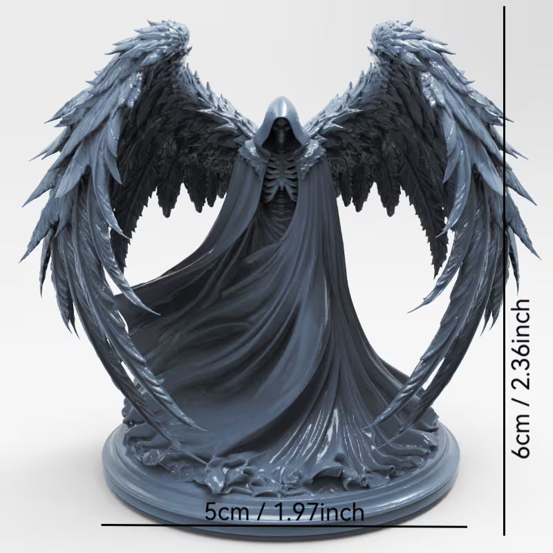 🪽Ángel caído, figura en miniatura de alta precisión; fabricada en resina gris; modelo sin pintar (apto para pintar); incluye peana.