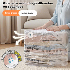 🧳【Juego de 5 piezas】💨 Bolsa de almacenamiento al vacío grande y compresible: no requiere bomba, es a prueba de fugas e ideal para ahorrar espacio en maletas y en casa ✈️