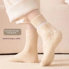 🔥【6 pares】🧦Calcetines de lana gruesos y cálidos para el invierno, súper gruesos y cálidos, elásticos, talla 35-42