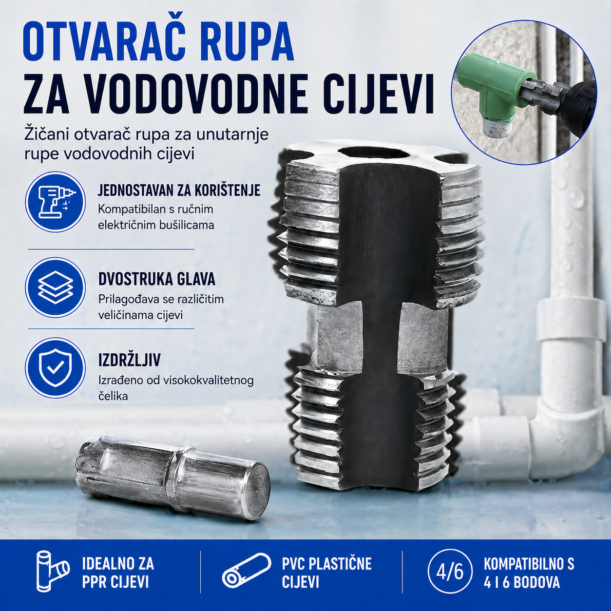 🛠️【Aparat za narezivanje unutarnjeg navoja + alat za narezivanje vanjskog navoja】⚙️🔩 Pribor za narezivanje navoja na cijevi