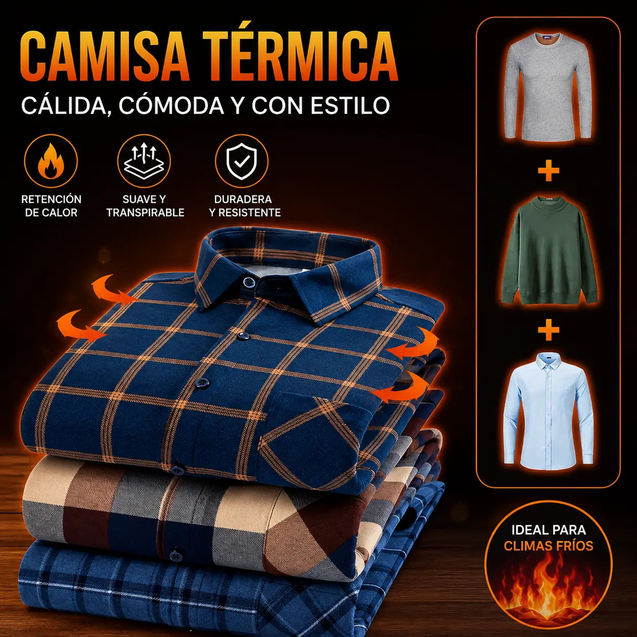 👔【L-5XL】La nueva camisa térmica de terciopelo de doble cara para hombre de otoño e invierno está de moda y es versátil.