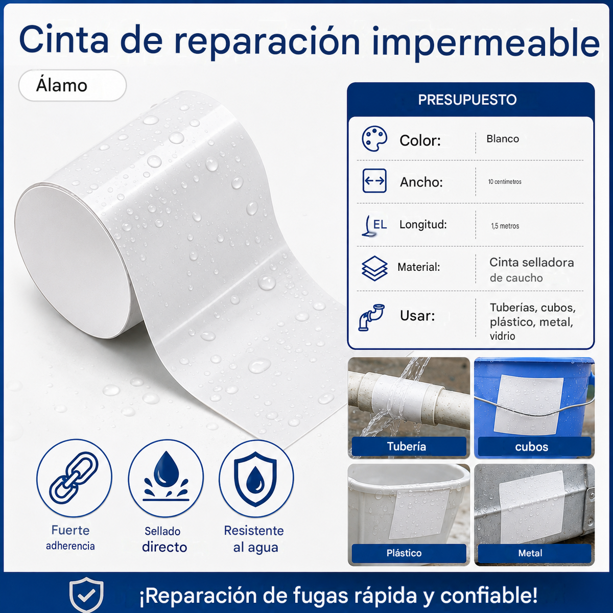 2 unidades por 26 euros 🏠 Cinta de reparación resistente e impermeable para tuberías, cubos y plástico.
