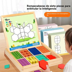 🔥【150 piezas】👶🧩Juguete de rompecabezas tangram de madera magnético, entrenamiento cerebral y juguete educativo para niños, estimula el pensamiento