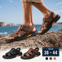 🔥👟 (50%OFF)【Tamaño 38 ~ 44】 Sandalias de playa antideslizantes de cuero suave hechas a mano para hombres