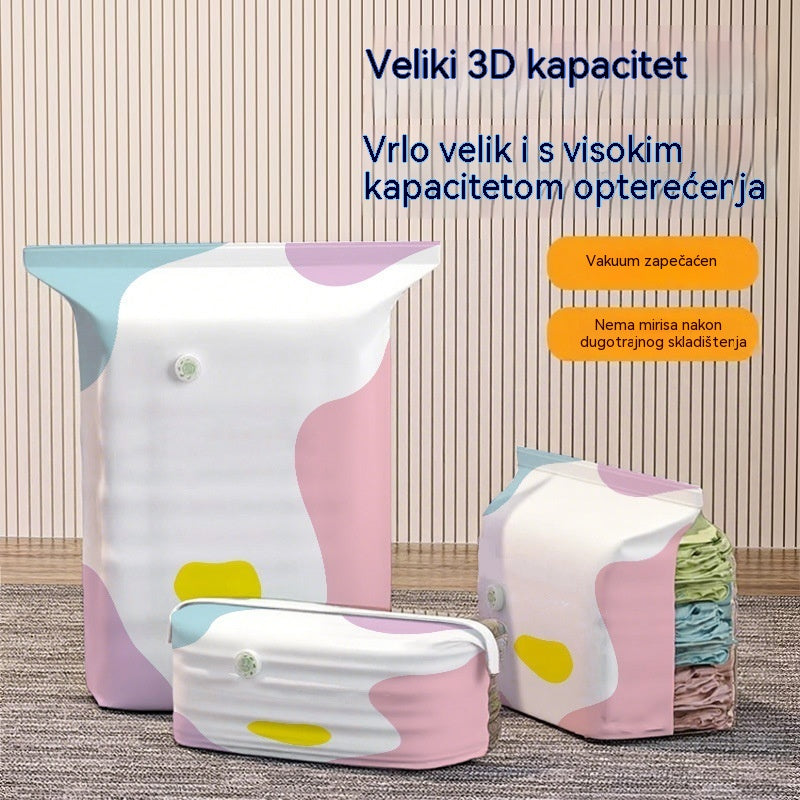 🧳【Set od 5 dijelova】💨 Velika, stlačiva vakuumska vrećica za pohranu: nije potrebna pumpa, nepropusna je i idealna za uštedu prostora u koferima i kod kuće ✈️