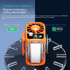 🔥【Enfriamiento rápido】Nuevo ventilador multifuncional de alta velocidad para exteriores, montado en la cintura, con linterna y carga USB.
