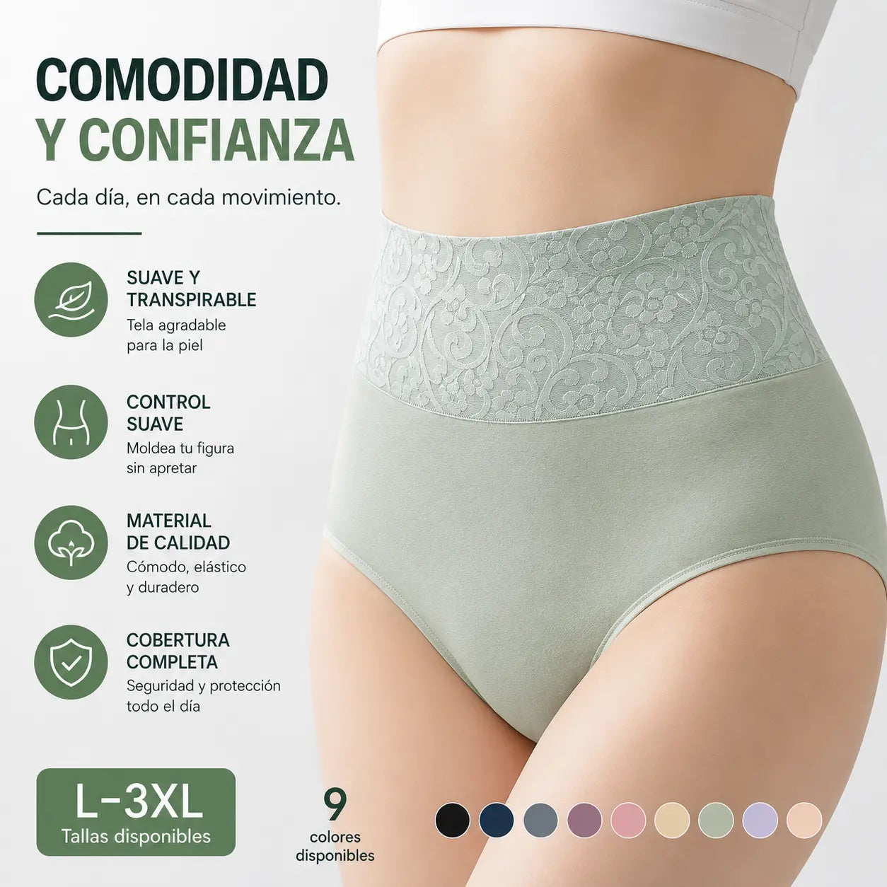 【Juego de 3 piezas】 Nuevos calzoncillos antibacterianos 100 % algodón para mujer