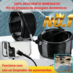Kit de limpieza de desagües de 5800 PSI: boquilla y manguera de alta presión para desagües/tuberías obstruidas.
