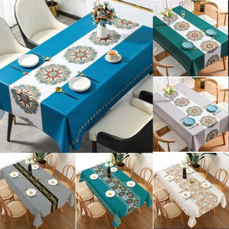 🔥【Promoción de último día】【140*200cm】Mantel de estilo retro de alta gama impermeable, a prueba de aceite y anti-escaldaduras.
