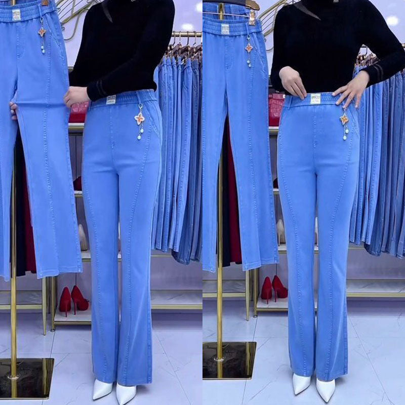 【🔥Nuevo estilo 2025】 Jeans de cintura alta de talla grande para mujer, elásticos/forro polar/sin terciopelo