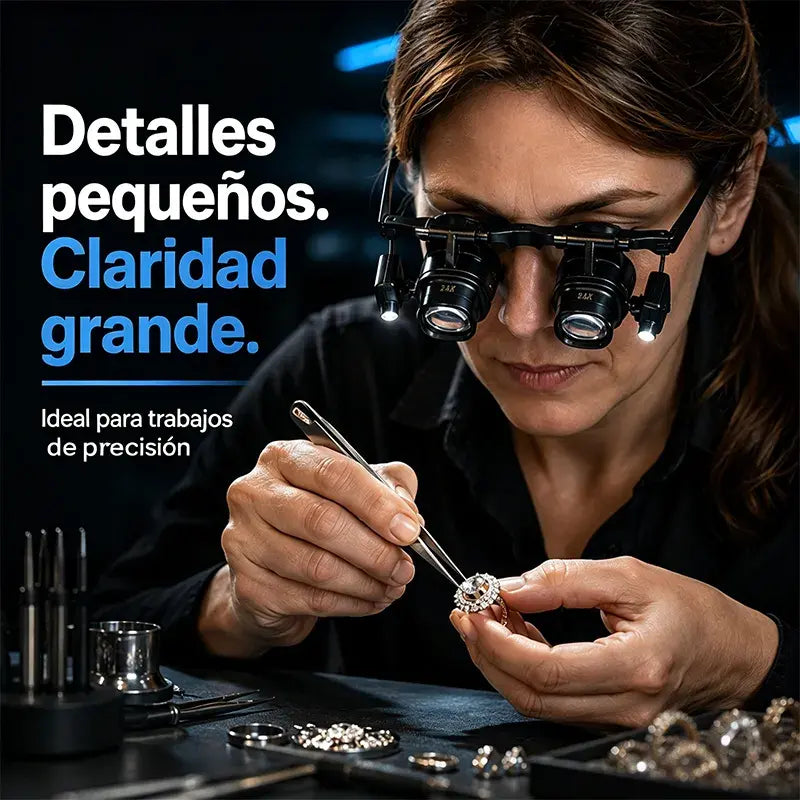 🔍 Lupa de cabeza 24X con LED – Gafas de aumento portátiles para reparación de relojes, soldadura de componentes electrónicos y móviles 💡