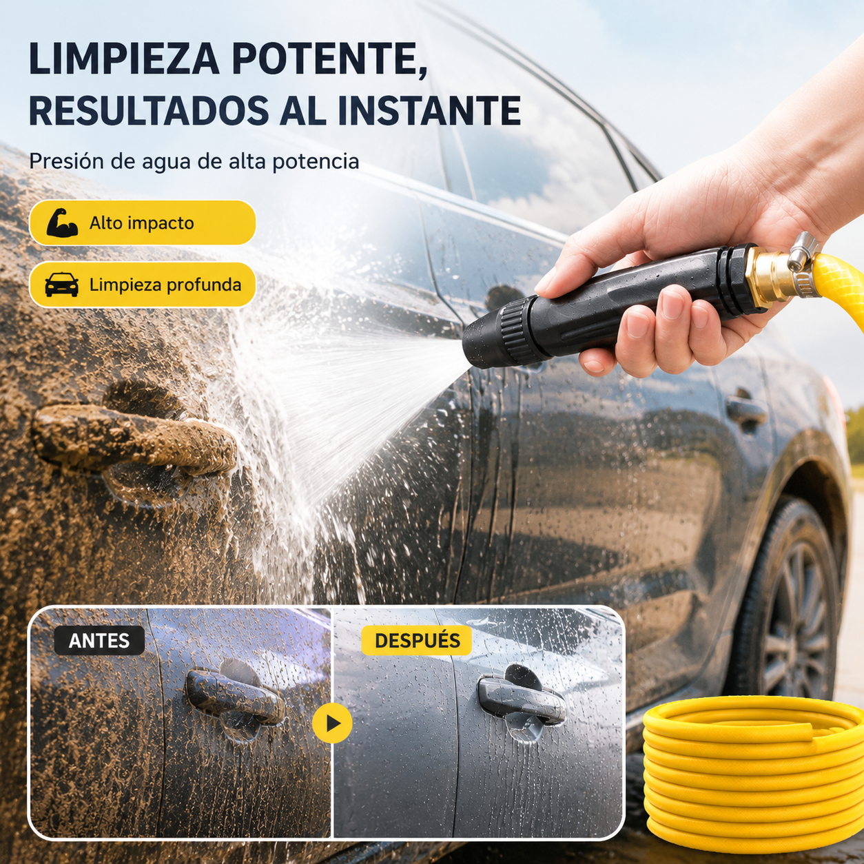 🔥Compre 1 y obtenga 1 gratis（🔥2 juego ）Último día con 55% de descuento: Pistola pulverizadora de alta presión para uso doméstico