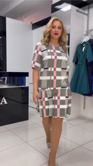 👗【S-5XL】Nuevo vestido elegante a cuadros multicolor 2025