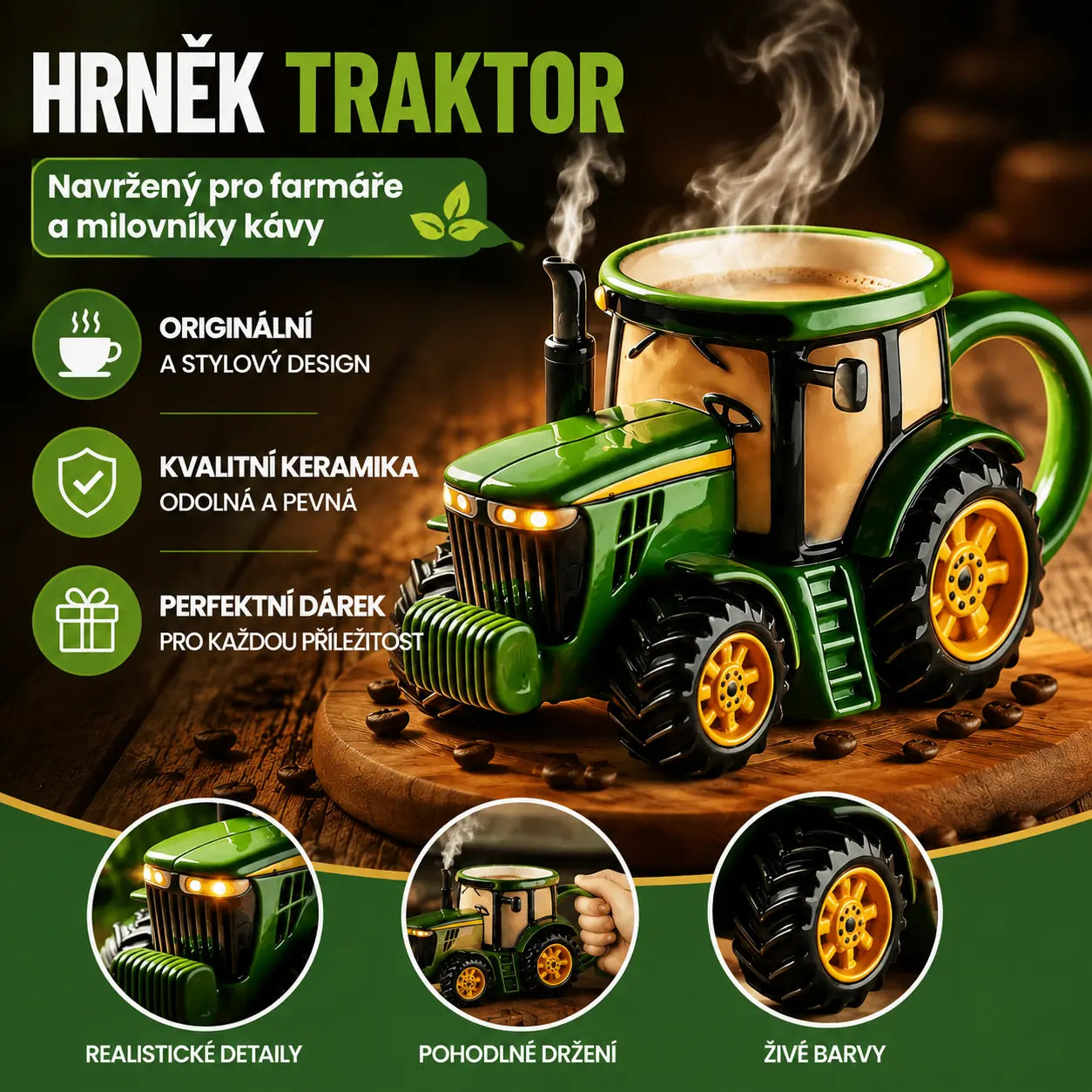 🔥【50% sleva】☕Retro šálek kávy ve tvaru zemědělského traktoru