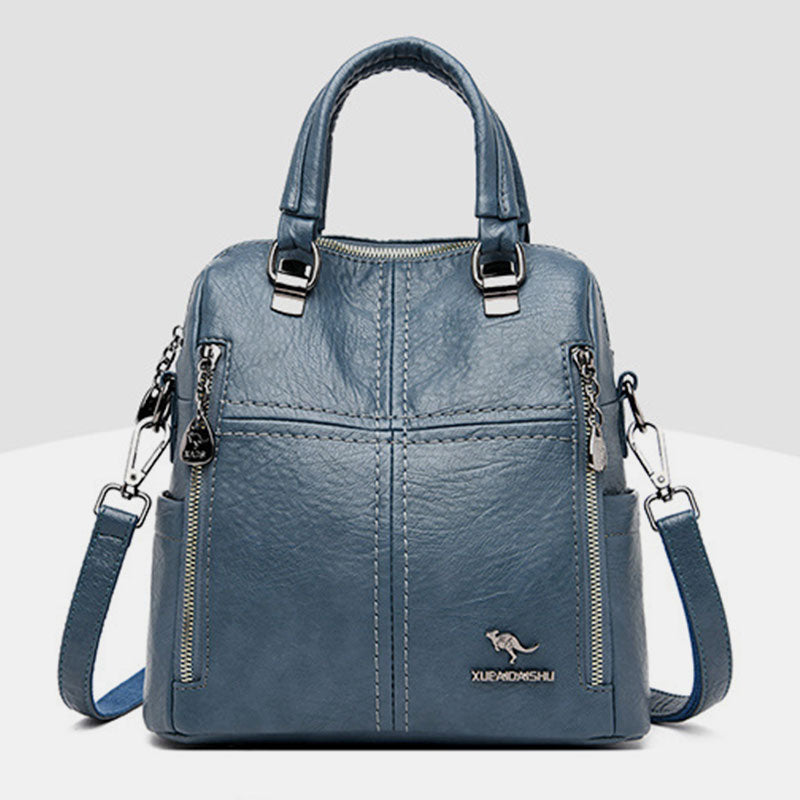 🎒🌟【Elegante y a la moda】Mochila/bolso cruzado de cuero multifuncional de gran capacidad🐾