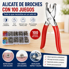 🔥 Kit de 100 Botones Metálicos + Alicate Manual Sin Costura 🧵🔧