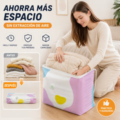 🧳【Juego de 5 piezas】💨 Bolsa de almacenamiento al vacío grande y compresible: no requiere bomba, es a prueba de fugas e ideal para ahorrar espacio en maletas y en casa ✈️