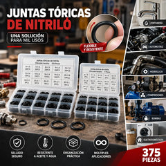 【375 piezas】Juego de 25 tipos de juntas tóricas: ideal para fontanería, automoción y reparaciones domésticas.