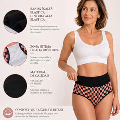 🩲【S-XL】Braguitas de Cintura Alta de Algodón para Mujer ✨ Ropa Interior Transpirable Estampado Cuadros