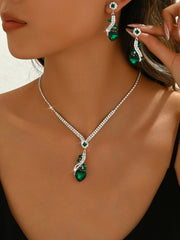 💎【Collar + Pendientes】Conjunto de joyas de cristal de dos piezas