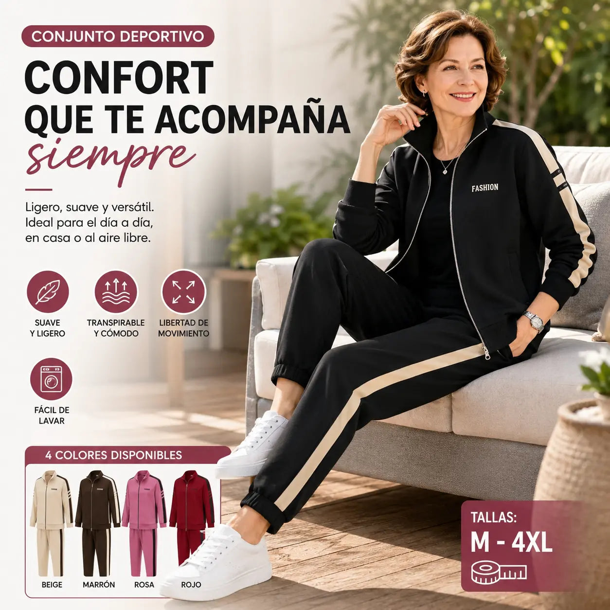 🔥【50% de descuento】🔥【M-5XL】【Chaqueta + Pantalones】😍 Nuevo conjunto deportivo casual de otoño, tallas grandes