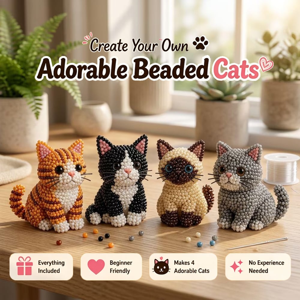 🐱 Crea tú mismo 4 adorables gatos y perros de cuentas.