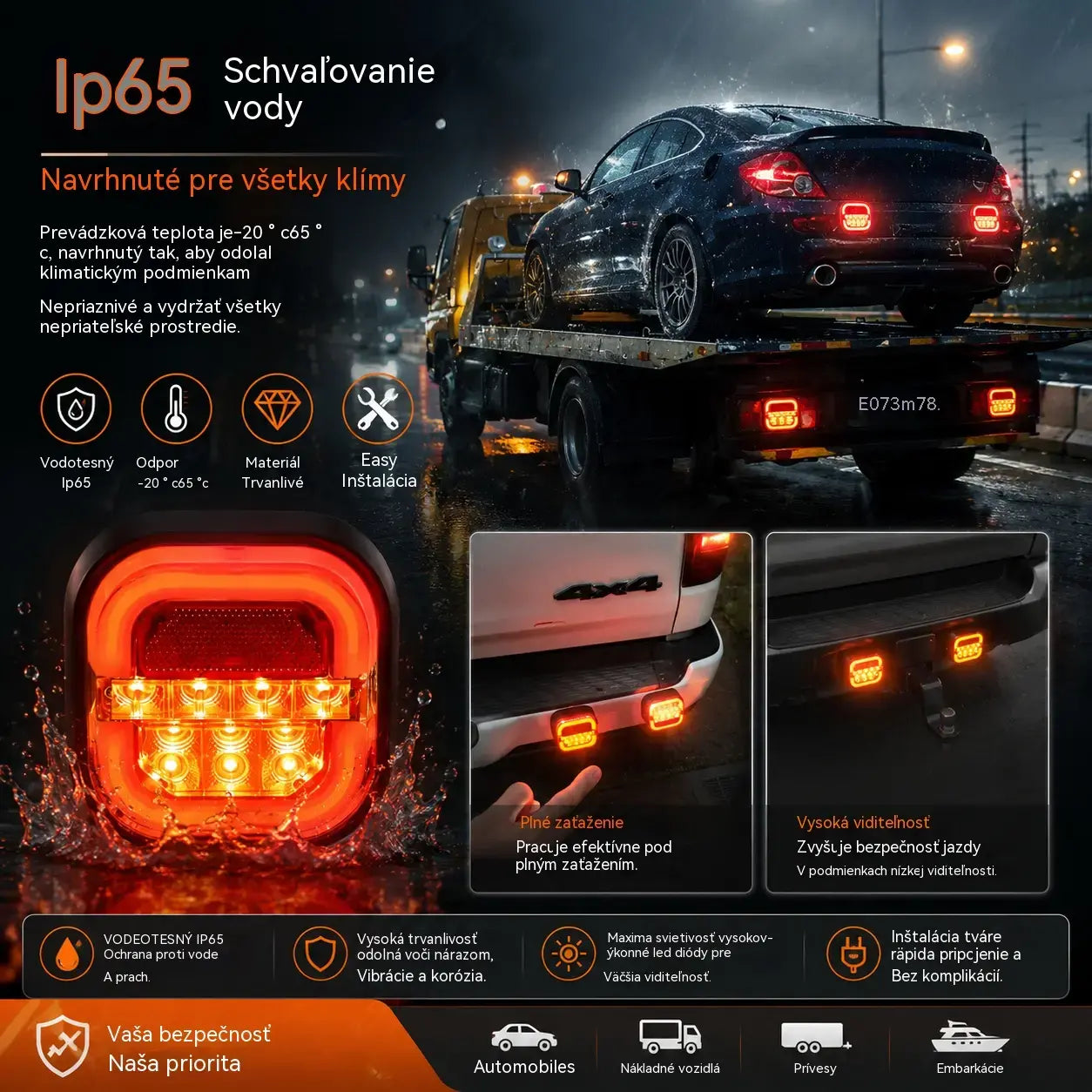 【Univerzálne 12V/24V】🚦 LED svetlá pre prívesy