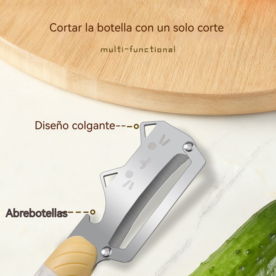🎉【Compra uno y llévate otro gratis】🐱Pelador multifuncional de frutas y verduras con forma de gato