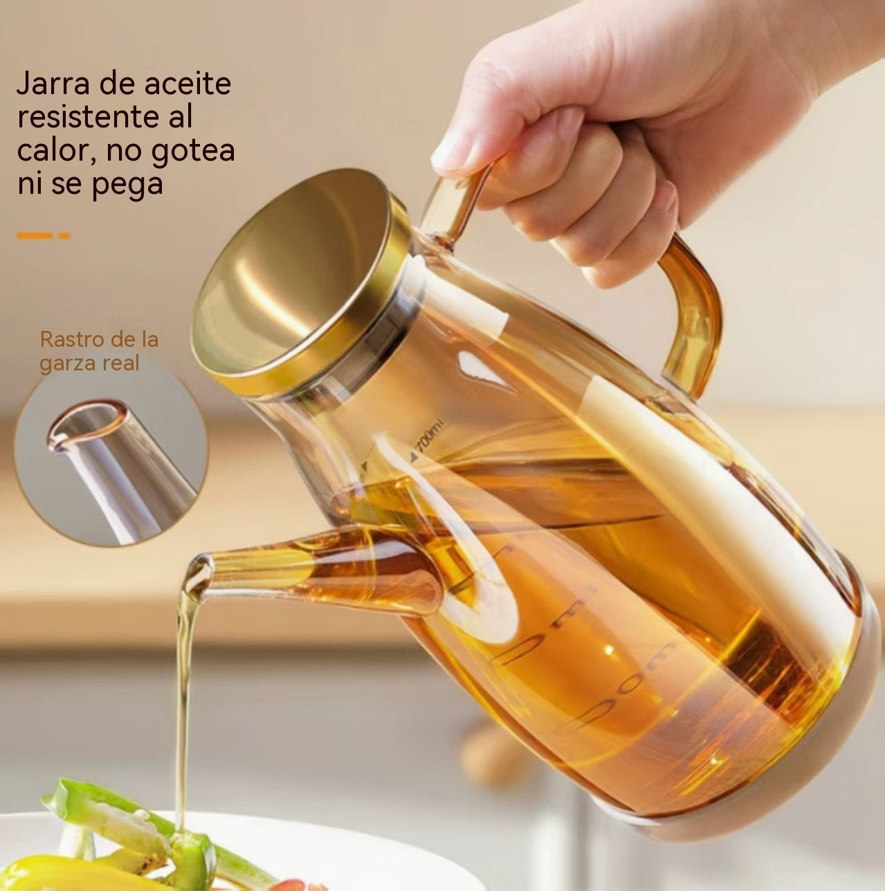 🏠🍴【600ml】Botella dispensadora de aceite con boquilla antigoteo