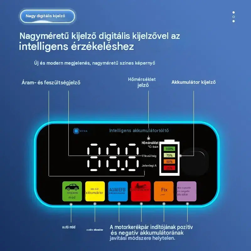 Intelligens akkumulátortöltő és -karbantartó