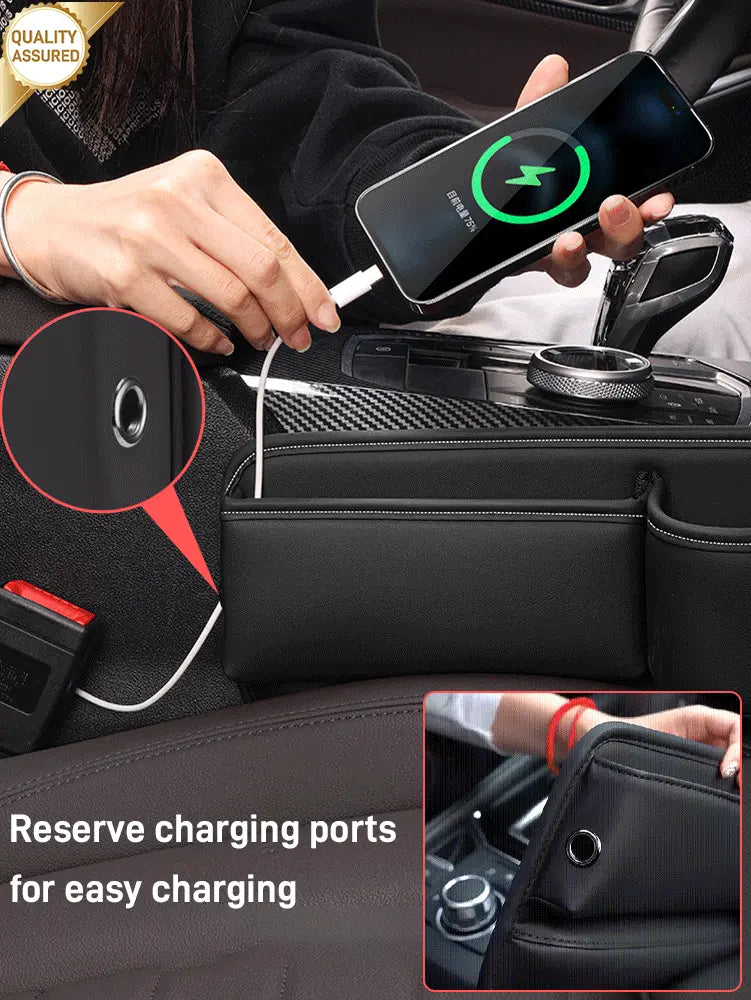 🚗Caja de almacenamiento multifuncional para el espacio entre los asientos del coche con portavasos