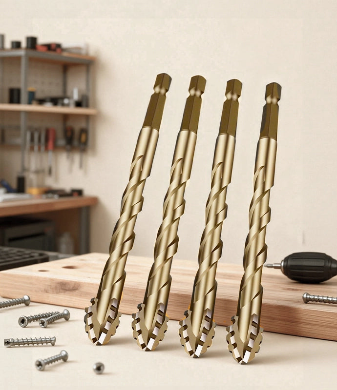 【6+8+10+12mm】 | Komplet ekscentričnih svedrov Heavy Duty s 4 žlebovi