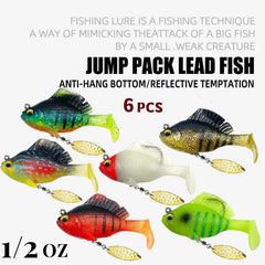 🔥【Juego de 6 piezas-6 colores】🐟Cebo blando para peces/señuelo artificial, para lanzamiento a larga distancia, antienganches, con cola en T y peso de plomo.