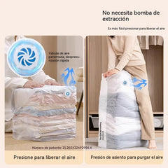 🧳【Juego de 5 piezas】💨 Bolsa de almacenamiento al vacío grande y compresible: no requiere bomba, es a prueba de fugas e ideal para ahorrar espacio en maletas y en casa ✈️
