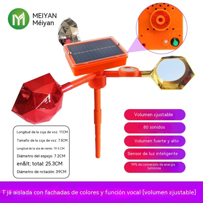 【50% de descuento】🐦🦉Nuevo ahuyentador de pájaros con voz ajustable, alimentado por energía solar y eólica, mejorado