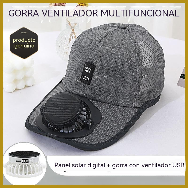 🧢Gorra de béisbol para ventilador con energía solar para exteriores