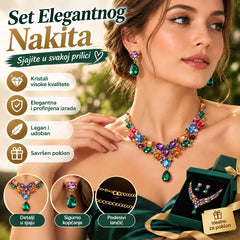 ✨【Ogrlica + naušnice】💖💎Novi set šarene ogrlice i naušnica od kubnog cirkona.