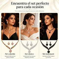 💍✨ Set de Collar y Pendientes de Circonita con Diseño de Corazón – Joyería de Lujo para Celebraciones y Ocasiones Especiales